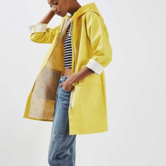 Topshop Longline Rain Mac Yellow 